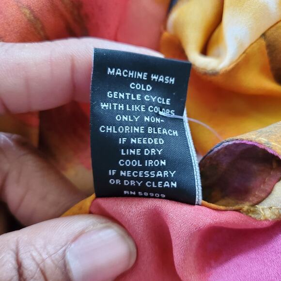 Investments Multicolor Long Sleeve Sheer Flounce Bottom Button Down Top Size XL - Picture 7 of 7